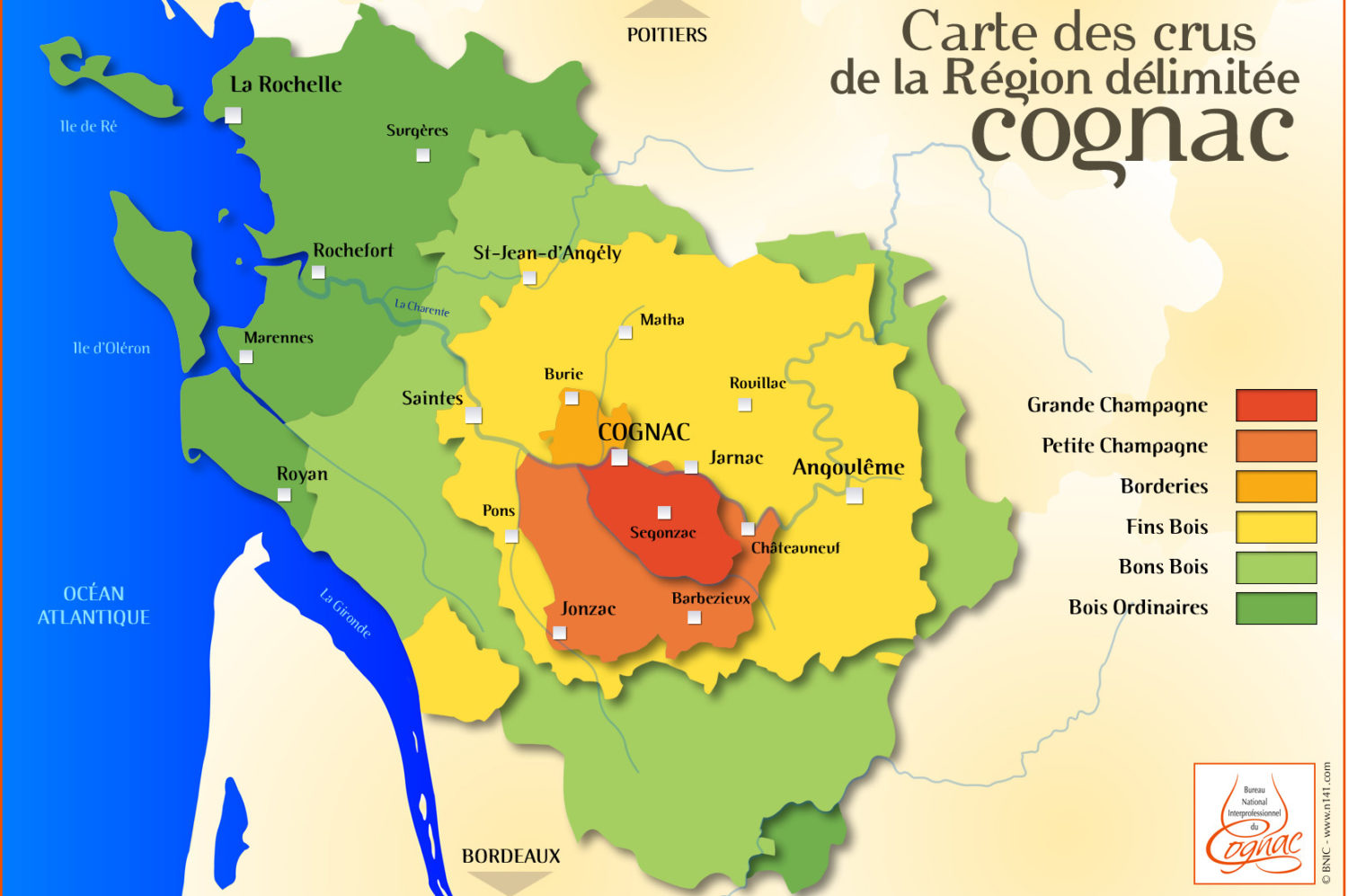 Map of wines Cognac